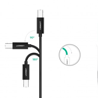 Ugreen kabel tiskárny USB-C - USB-B 480 Mb/s 2m černý (US241)