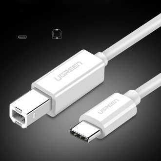 Ugreen kabel tiskárny USB-C - USB-B 480 Mb/s 1m bílý (US241)