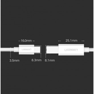 Ugreen kabel tiskárny USB-C - USB-B 480 Mb/s 1m bílý (US241)