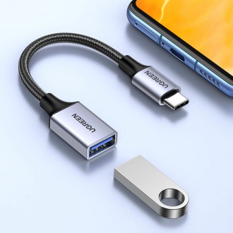Ugreen OTG adaptérový kabel USB-C (samec) - USB-A (samice) 5 Gb/s 0,15 m černý (US378)