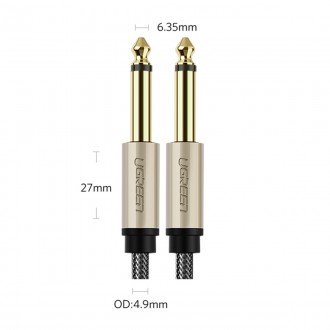 Ugreen kabel mono TS jack 6,35 mm - jack 6,35 mm 5 m šedý (AV128)