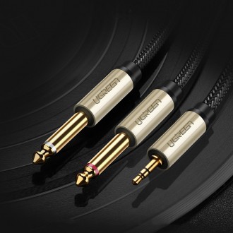 Ugreen kabel audio kabel mini jack 3,5 mm - 2 x jack 6,35 mm 1 m šedý (AV126)