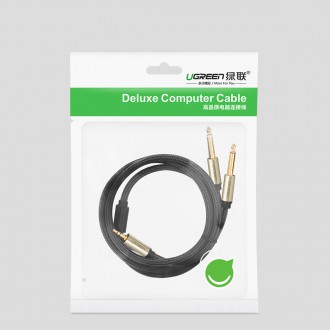Ugreen kabel audio kabel mini jack 3,5 mm - 2 x jack 6,35 mm 1 m šedý (AV126)