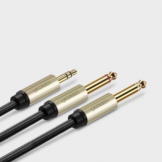 Ugreen kabel audio kabel mini jack 3,5 mm - 2 x jack 6,35 mm 1 m šedý (AV126)
