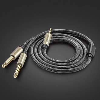 Ugreen kabel audio kabel mini jack 3,5 mm - 2 x jack 6,35 mm 1 m šedý (AV126)