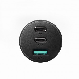 Nabíječka do auta Joyroom 70W se 3 porty: USB, 2 x USB C černá (JR-CL26)