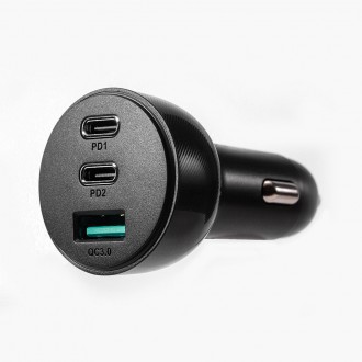 Nabíječka do auta Joyroom 70W se 3 porty: USB, 2 x USB C černá (JR-CL26)