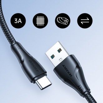 Joyroom USB - USB C 3A kabel Surpass Series pro rychlé nabíjení a přenos dat 1,2 m černý (S-UC027A11)