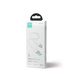 Joyroom USB kabel – USB C 3A řady Surpass pro rychlé nabíjení a přenos dat 0,25 m bílý (S-UC027A11)