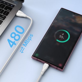 Joyroom USB kabel – USB C 3A řady Surpass pro rychlé nabíjení a přenos dat 0,25 m bílý (S-UC027A11)