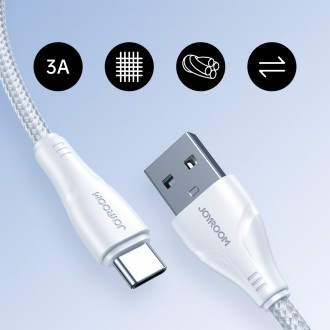 Joyroom USB kabel – USB C 3A řady Surpass pro rychlé nabíjení a přenos dat 0,25 m bílý (S-UC027A11)