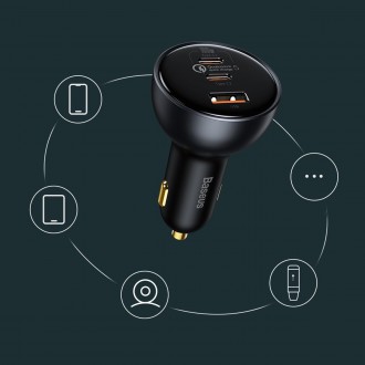 Baseus rychlá nabíječka do auta USB / USB Typ C 160W PPS Quick Charge 5 PD šedá (TZCCZM-0G)