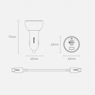 Baseus rychlá nabíječka do auta USB / USB Typ C 160W PPS Quick Charge 5 PD šedá (TZCCZM-0G)