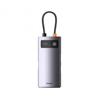 Baseus Metal Gleam Series HUB 4 v 1 USB typu C – 3 x USB 3.2 Gen. 1 / RJ45 (WKWG070113)