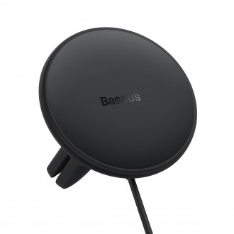 Baseus bezdrátová nabíječka do auta s držákem MagSafe 15W pro ventilaci + USB-A 25W černá (CW01)