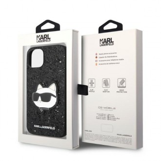 Karl Lagerfeld KLHCP14MG2CPK iPhone 14 Plus 6,7&quot; černo/černé pevné pouzdro Glitter Choupette Patch