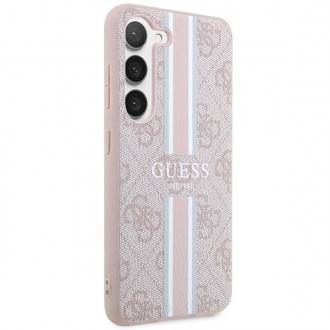 Guess GUHCS23MP4RPSP S23+ S916 růžové/růžové pevné pouzdro 4G Printed Stripe