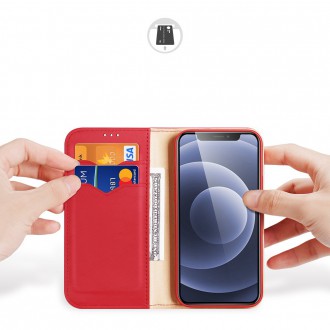 Dux Ducis Hivo Genuine Leather Bookcase type case for iPhone 13 mini red