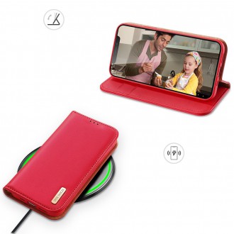 Dux Ducis Hivo Genuine Leather Bookcase type case for iPhone 13 mini red