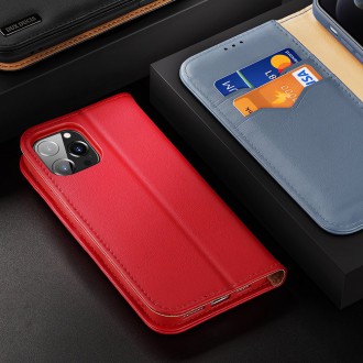 Dux Ducis Hivo Genuine Leather Bookcase type case for iPhone 13 mini red