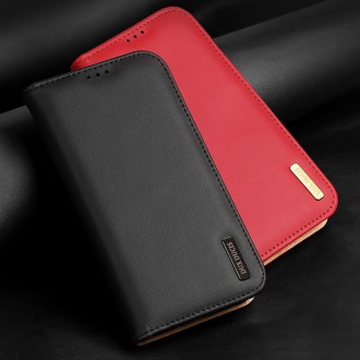 Dux Ducis Hivo Genuine Leather Bookcase type case for iPhone 13 mini red