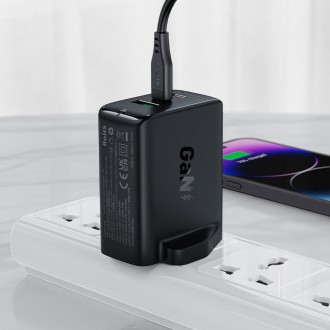 Acefast nabíječka GaN 65W 3 porty (1xUSB, 2xUSB C PD) UK zástrčka černá (A44)