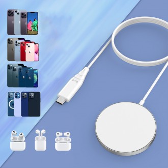 Choetech indukční nabíječka 15W s USB C kabelem bílá (T518-F)