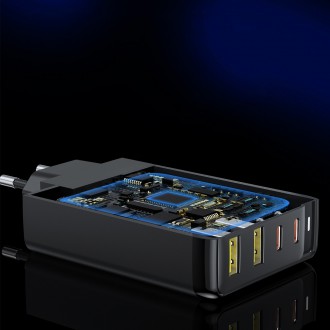 Choetech nabíječka GaN 140W 4 porty (2x USB C, 2x USB) černá (PD6005)