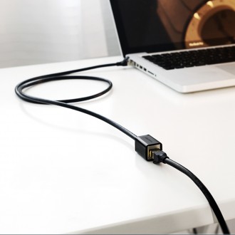 Ugreen prodlužovací síťový kabel Internet Ethernet Patch kabel RJ45 F/UTP Kat. 6 1000 Mb/s 0,5 m černá (NW112)