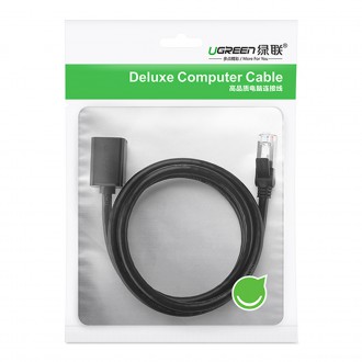 Ugreen prodlužovací síťový kabel Internet Ethernet Patch kabel RJ45 F/UTP Kat. 6 1000 Mb/s 0,5 m černá (NW112)