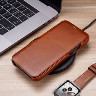 iCarer Curved Edge Vintage Folio leather case iPhone 12 Pro Max brown (RIX1202 brown)