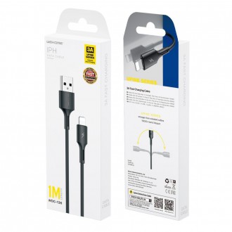 WK Design YouPin series cable USB - Lightning 3A Power Delivery 1m black (WDC-136i)