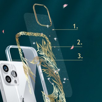 Kingxbar Phoenix Series luxury case with Swarovski crystals for iPhone 13 Pro Max gold-blue (Reborn)