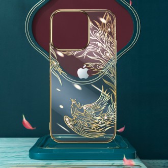 Kingxbar Phoenix Series luxury case with Swarovski crystals for iPhone 13 Pro Max gold-blue (Reborn)
