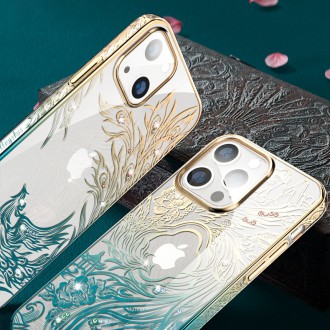Kingxbar Phoenix Series luxury case with Swarovski crystals for iPhone 13 Pro Max gold-blue (Reborn)