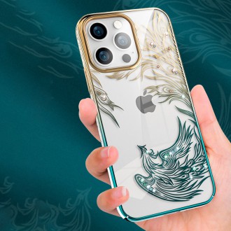 Kingxbar Phoenix Series luxury case with Swarovski crystals for iPhone 13 Pro Max gold-blue (Reborn)