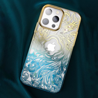 Kingxbar Phoenix Series luxury case with Swarovski crystals for iPhone 13 Pro Max gold-blue (Reborn)