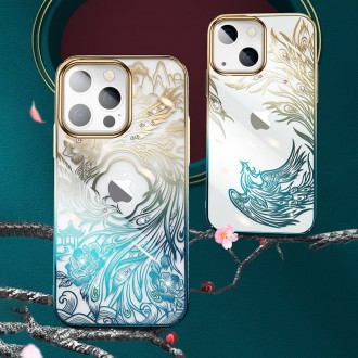 Kingxbar Phoenix Series luxury case with Swarovski crystals for iPhone 13 Pro Max gold-blue (Reborn)