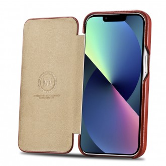iCarer Curved Edge Vintage Folio Leather Case iPhone 13 Red (RIX1302-RD)