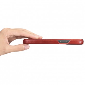 iCarer Curved Edge Vintage Folio Leather Case iPhone 13 Red (RIX1302-RD)