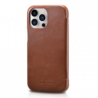 iCarer Curved Edge Vintage Folio Leather Case iPhone 13 Pro brown (RIX1303-BN)