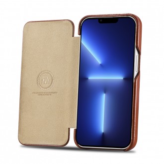 iCarer Curved Edge Vintage Folio Leather Case iPhone 13 Pro brown (RIX1303-BN)