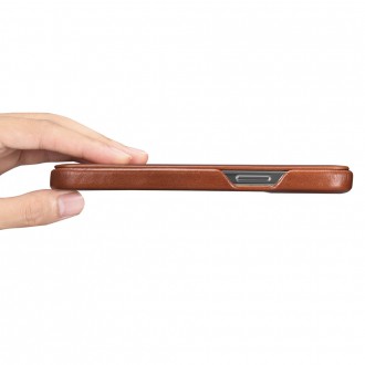 iCarer Curved Edge Vintage Folio Leather Case iPhone 13 Pro brown (RIX1303-BN)