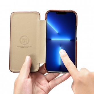 iCarer Curved Edge Vintage Folio Leather Case iPhone 13 Pro brown (RIX1303-BN)