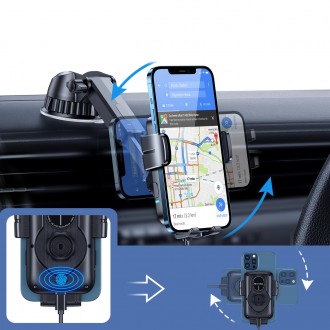 Joyroom Car Electric Qi Wireless Charger 15W with Holder Black (JR-ZS242)
