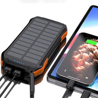 Solární powerbanka Choetech s indukčním nabíjením 20000mAh PD 20W / QC 18W / Qi 10W oranžová (B657)