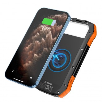 Solární powerbanka Choetech s indukčním nabíjením 20000mAh PD 20W / QC 18W / Qi 10W oranžová (B657)
