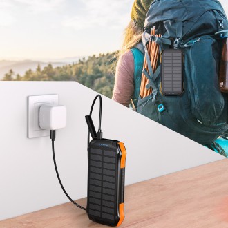 Solární powerbanka Choetech s indukčním nabíjením 20000mAh PD 20W / QC 18W / Qi 10W oranžová (B657)