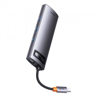 Dokovací stanice Baseus Metal Gleam Series 8 v 1 USB typu C HUB – 1 x HDMI / 3 x USB 3.2 Gen. 1 / 1 x napájení / 1 x čtečka karet SD / 1 x čtečka kare