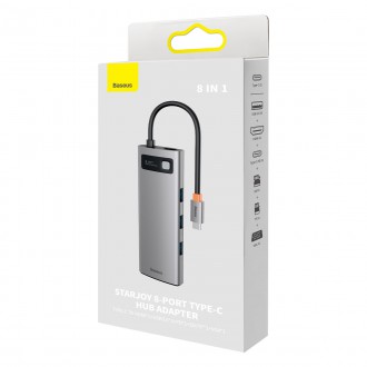 Dokovací stanice Baseus Metal Gleam Series 8 v 1 USB typu C HUB – 1 x HDMI / 3 x USB 3.2 Gen. 1 / 1 x napájení / 1 x čtečka karet SD / 1 x čtečka kare